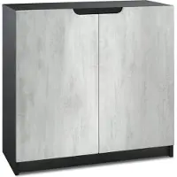 Vladon Sideboard Logan, Germany, Kommode mit 2 Türen, Schwarz matt/Beton Oxid-Optik (82 x 78 x 37 cm)