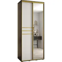 MEBLE KRYSPOL Davos 11 Schrank, zwei Türen - 235,2x110x60 cm - Schwarz Weiß Gold