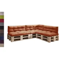 Sunnypillow Palettenkissen für Palettenmöbel - 7er Set - Palettenauflage 120 x 80 für Palettensofa - Palettenpolster für Garten, Gesteppte Kissen für Europaletten - Sitzkissen & Rückenkissen Orange
