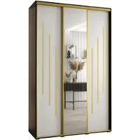 MEBLE KRYSPOL Davos 9 Schrank, drei Türen - 235,2x150x45 cm - Schwarz Weiß Gold