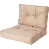 Bjird Sesselkissen, Kissen für Rattanmöbel, Sitzkissen & Rückenkissen, Sitzkissen für Sessel / Stühle - Indoor & Outdoor - Anti-Rutsch - 50x50, 50x39 cm, Beige