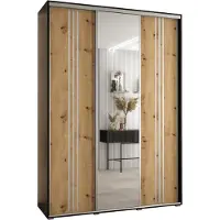 MEBLE KRYSPOL Davos 7 Schrank, drei Türen - 235,2x170x60 cm - Schwarz Artisan Silber