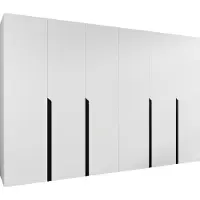 Mirjan 24 Kleiderschrank Mila 1 300, Schlafzimmer, Kleiderschrank, mit sechs Drehturen und mit vier Kleiderstange, Modern, Garderobenschrank (Farbe: Weiß + Schwarz)