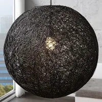 Cagü : XL DESIGN LOUNGE HÄNGELAMPE [KOKON] SCHWARZ aus MANILAHANF 60cm Ø - ZEITLOS EDLER DESIGNKLASSIKER!