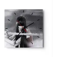 ARTTOR Wanduhr - Quadrat - Glasuhr - Frau Aggression Schwert - 30x30cm - Schleichendes Uhrwerk - Lautlos - zum Aufhängen bereit - Dekoration Modern - Wanddekoration aus Glas - C3AC30x30-2261