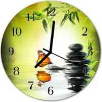 Tulup Glasuhr Wanduhr Küchenuhr Echt-Glas 30fi cm Natur grün