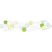 Levandeo 15er Lichterkette Ø4cm LED Kugeln Girlande Lampions Baumwolle Grün Deko