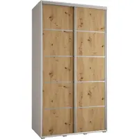 MEBLE KRYSPOL Davos 4 Schrank, zwei Türen - 235,2x130x60 cm - Weiß Artisan Silber