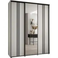 MEBLE KRYSPOL Davos 7 Schrank, drei Türen - 235,2x190x45 cm - Weiß Weiß Schwarz