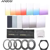 Andoer 13pcs Platz Gradient Vollfarbfilter Bundle Kit fuer Cokin P-Serie mit Filterhalter + Adapter-Ring (52mm / 58mm / 62mm / 67mm / 72mm) + Aufbewahrungstasche + Reinigungstuch
