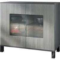 Vladon Kommode Grömitz V3, Moderner Küchenschrank mit 2 großen Glastüren Anthrazit matt / Avola-Anthrazit (92,5 x 84.5 x 35)