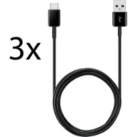 Emiro 3x Typ-C Ladekabel für Original Samsung Galaxy M11, M12, M13, M21, M22 Datenkabel 1,2m schwarz USB-Ladegerätkabel Aufladekabel Type-C Charging-Cable