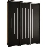 MEBLE KRYSPOL Cannes 12 Schrank mit 3 Schiebetüren - 205,2x200x60 cm - Schwarz Schwarz Silber
