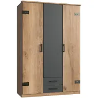 Wimex Möbel Kleiderschrank Cork in Plankeneiche mit Grafit – Drehtürenschrank ohne Spiegel in Breite 135cm