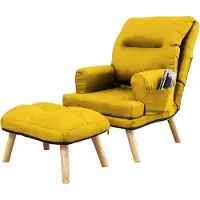 MargaretHadas24 Liegesessel Sessel Relaxsessel Memo mit Fußhocker Rückenlehne 5-stufig einstellbar Farbe: Solo 257 – gelb