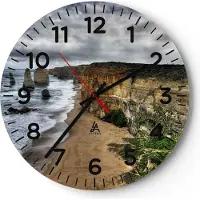 ARTTOR Wanduhr - Rund - Glasuhr - Strand Ozean Landschaft - 30x30cm - Schleichendes Uhrwerk - Lautlos - zum Aufhängen bereit - Dekoration Modern - Wanddekoration aus Glas - C4AR30x30-0141