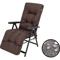 Bjird Liegenauflage Auflage für Gartenstuhl mit Fußstütze, Auflage für Gartenliege Liegestuhl mit mit Bindebänder und Gummi-Befestigungsbänder - 160 x 50 cm, Braun