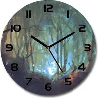 Tulup Wanduhr aus Glas 30fi Glasbild Glasuhr Gehärtetes Glas - schwarze-zeiger - Mystical forest