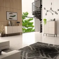 Lomadox Wohnzimmer Set 2-teilig modern in kaschmir mit gefrästen Fronten ANGERA-140