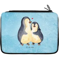 Mr. & Mrs. Panda Schlampermäppchen Pinguin umarmen - Eisblau - Geschenk, Verknallt, Mäppchen, Bleistiftetui, Schulmäppchen, Federmäppchen, Etui, Federmappe, Hochzeit