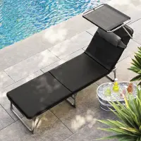 Songmics Gartenliege, 3 cm dick Auflage, Rückenlehne verstellbar schwarz