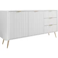 Mirjan 24 Kombikommode Lante 2D3S, Sideboard mit zwei Drehtüren und drei Schubladen, Metallfüße und Aluminiumgriffe, 164x38x82 cm (Farbe: Weiß)