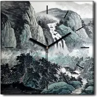 Coloray Uhr auf Leinwand 30x30 cm Wand Uhr Dekoration Wohnzimmer Segeltuch schwarze Hände -Japanische Tinte
