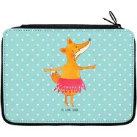 Mr. & Mrs. Panda Federmappe Fuchs Ballerina - Türkis Pastell - Geschenk, Einladung, Bleistiftetui, Füchse, Mäppchen, Federtasche, Geburtstag, Etui, Party, Federmäppchen