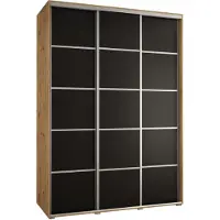 MEBLE KRYSPOL Davos 4 Schrank, drei Türen - 235,2x170x60 cm - Artisan Schwarz Silber