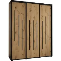 MEBLE KRYSPOL Davos 8 Schrank, drei Türen - 235,2x200x45 cm - Schwarz Artisan Schwarz