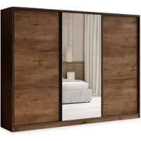 Masseno Schiebetürenschrank TARI 235/205/58 cm Kleiderschrank mit 4 Schubladen Schlafzimmer Schrank 3-türig mit Spiegel Eiche Lefkas
