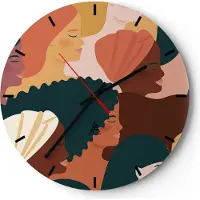 ARTTOR Wanduhr - Rund - Glasuhr - Frauen Multikulturalismus Modern - 30x30cm - Schleichendes Uhrwerk - Lautlos - zum Aufhängen bereit - Dekoration Modern - Wanddekoration aus Glas - C3AR30x30-4500