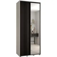 MEBLE KRYSPOL Davos 7 Schrank, zwei Türen - 235,2x100x60 cm - Weiß Schwarz Schwarz