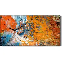 Coloray Wanduhr Uhr Wandbild Leinwand Geräuschlos 60x30 Malerei Abstrakte Kunst - schwarze Hände