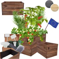 MODO24 Hochbeet Holz, Pflanzkasten, Massivholz, Kiefer, Kräuterbeet, Blumenkasten, Garten, Terrasse, 54x93x80 cm, Braun, ZP06