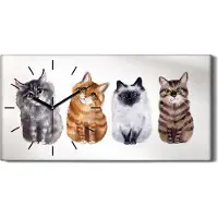 Coloray Leinwand Uhr Küche Wohnzimmer Bild Geräuschlos 60x30 Malen von Tieren Katzen - schwarze Hände