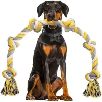 Markenlos 6-Knoops Hundetau für große und mittelgroße Hunde - 100cm Baumwollspielzeug - Hundespielzeug für aggressive Kauer XXL