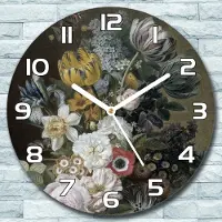 Coloray Wanduhr aus Glas Rund fi 30 Blumenstrauß Quarz Deko Schlafzimmer Büro