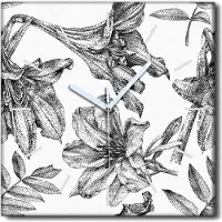 Coloray Uhr auf Leinwand 30x30 cm Wand Uhr Dekoration Wohnzimmer Segeltuch weiße Zeiger -Naturlilien Blumen