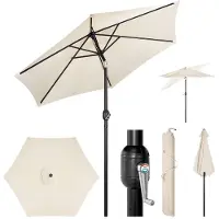 Woltu Sonnenschirm, Strandschirm UV-beständig, 45° knickbar, Beige, 300cm