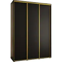 MEBLE KRYSPOL Davos 1 Schrank, drei Türen - 235,2x180x45 cm - Schwarz Schwarz Gold