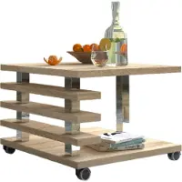 Designimpex Design Couchtisch Tisch mit ROLLEN DC-2 Sonoma Eiche Wohnzimmertisch 60x60x45cm