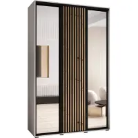MEBLE KRYSPOL Sapporo 2 Schrank mit 3 Schiebetüren - 205,2x150x45 cm - Weiß Schwarz Artisan