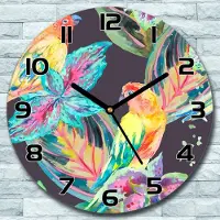 Coloray Wanduhr aus Glas Rund fi 30 Aquarell Vögel Bunte Quarz Deko Schlafzimmer Büro