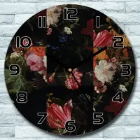 Coloray Wanduhr aus Glas Rund fi 30 Barock dunkel Muster Quarz Deko Schlafzimmer Büro