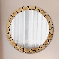 Coloray Spiegel - Mirror zum Wandspiegel Schlafzimmer – Schminkspiegel- Holz Baumstämme- Ø80cm