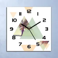Coloray Wanduhr Echt-Glas-Küchenuhr Palmen in Pastelldreiecken Quarz 30x30 Deko Bilder