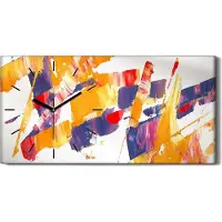 Coloray Küchenuhr Bürouhr Leinwand Uhr Geräuschlos 60x30 Malerei Abstrakte Kunst - schwarze Hände