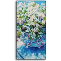 Coloray Leinwand Wanduhr Wandkunst Uhr Geräuschlos 30x60 Abstrakte Kunst Blumen - weiße Hände