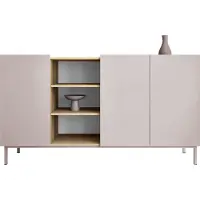 Mirjan 24 Sideboard System 72, Stilvoll Wohnzimmer, Sideboard mit drei Drehtüren (Farbe: Cashmere / Cashmere + Eiche Cremona)